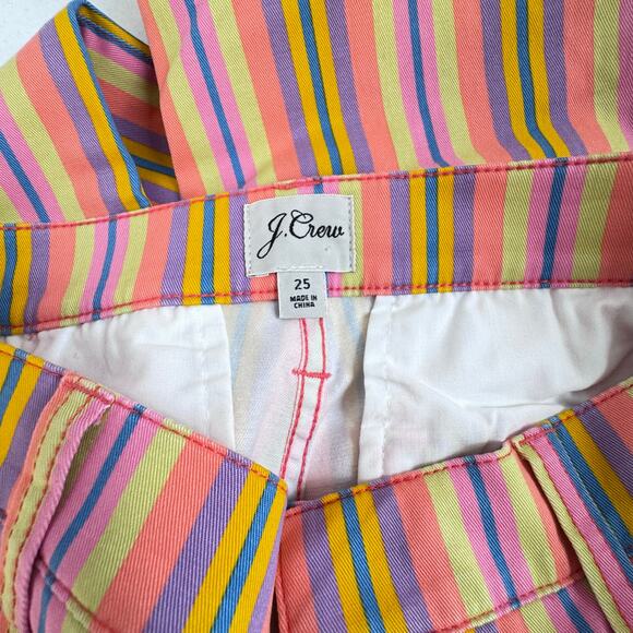 J.Crew Women’s Striped Flare Pants Size 25 Multicolor Pink Yellow Summer Preppy - Picture 4 of 5